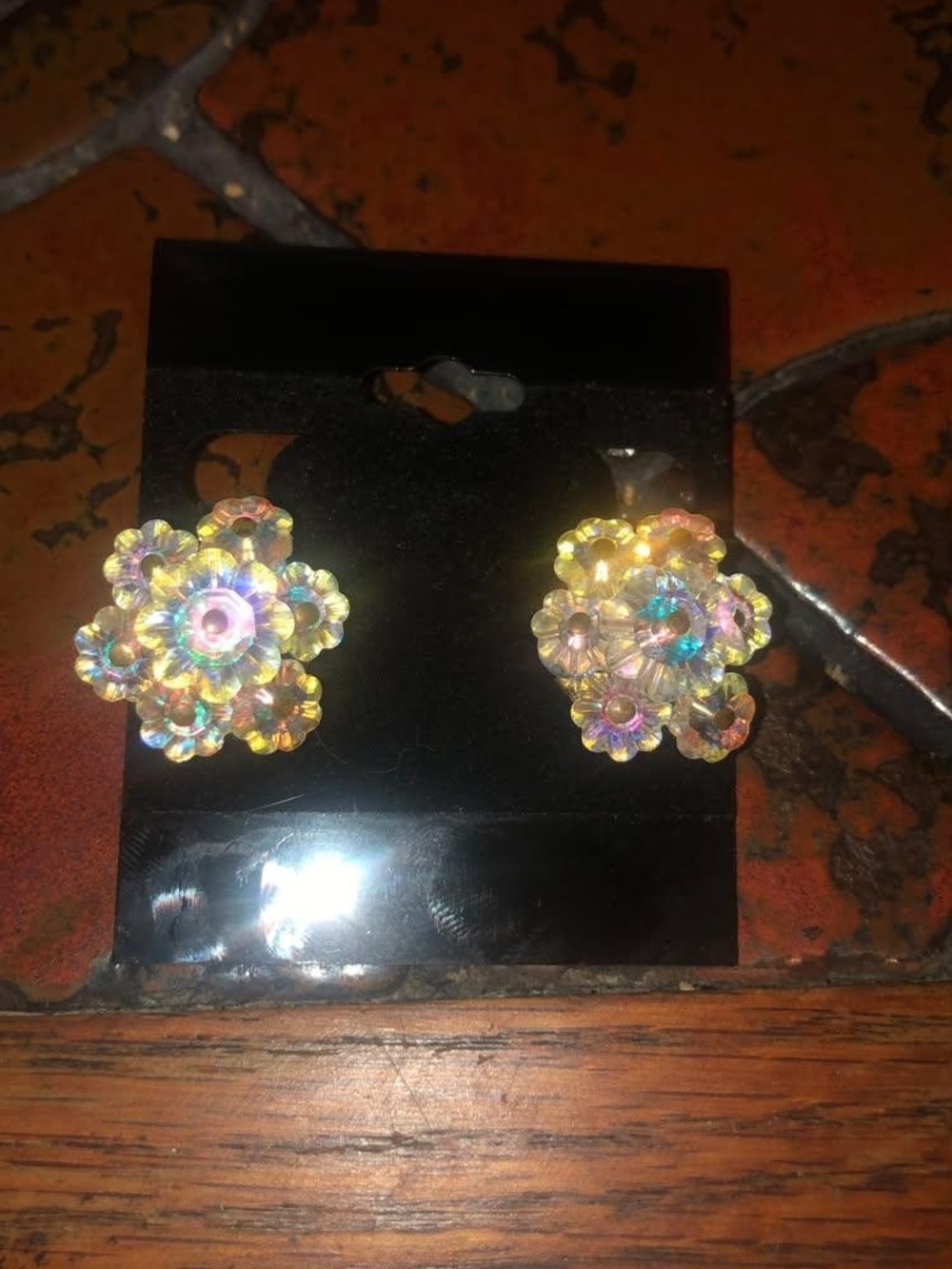 Iridescent Floral Cluster Stud Earrings - Women Jewelry
